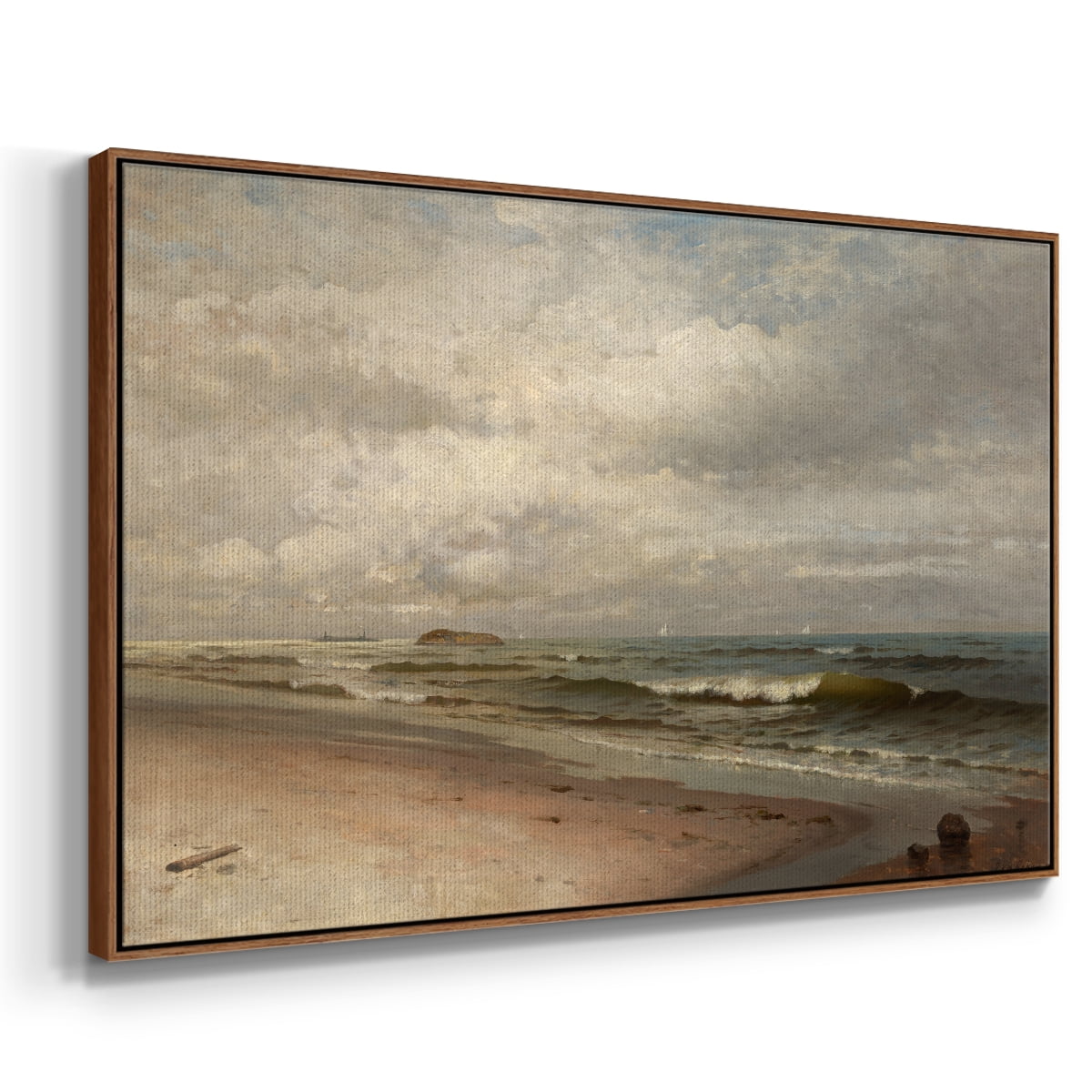 Vintage Landscape-MV By Wexford Home Framed in Walnut Wood Gallery Wrapped Canvas 25 in. x 37 in.