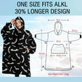 thumbnail image 4 of Oversized Wearable Blanket Hoodie,Black Halloween Bats with White Sherpa Blanket Hoodie with Super Pockets,Super Warm Fuzzy Pullover for Women & Men, 4 of 6