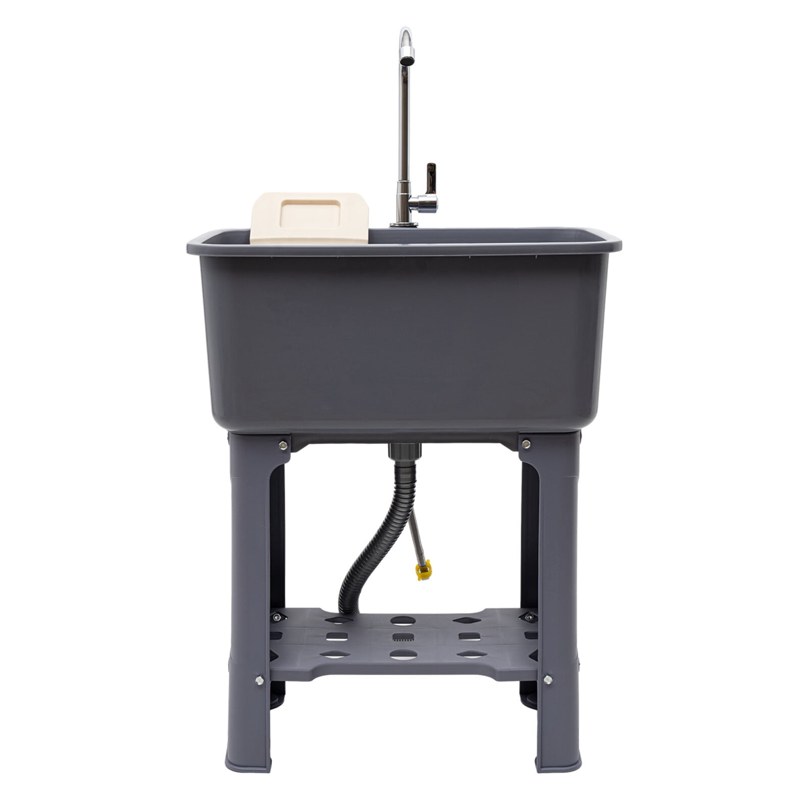 30.11" H Utility Sink Laundry Tub Freestanding with 360° Stainless Steel Faucet