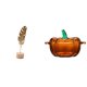 thumbnail image 1 of Escultura de hoja de metal abstracta nórdica, adorno para mesa, fiesta, hogar, con tapa de plato de dulces en forma de calabaza de cristal y tarro de, 1 of 8