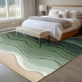 thumbnail image 5 of Abstract Washable Living Room Rugs 5'x8', Sage Green Brown Gradient Ocean Waves Low Pile Throw Large Area Rug Non-Slip Sturdy Edge Binding Carpet for Living Room Kitchen Office, 5 of 9