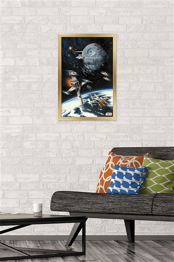 Star Wars: Return of the Jedi - Space Battle Wall Poster, 14.725" x 22.375", Framed