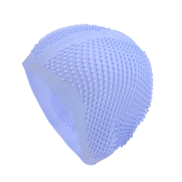 Gorro de natación azul de silicona impermeable con puntos en relieve, 1 pieza