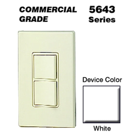 Leviton Decora 012-05643-00W Combination Switch with Ground Screw, 120/277 V, Thermoplastic, White