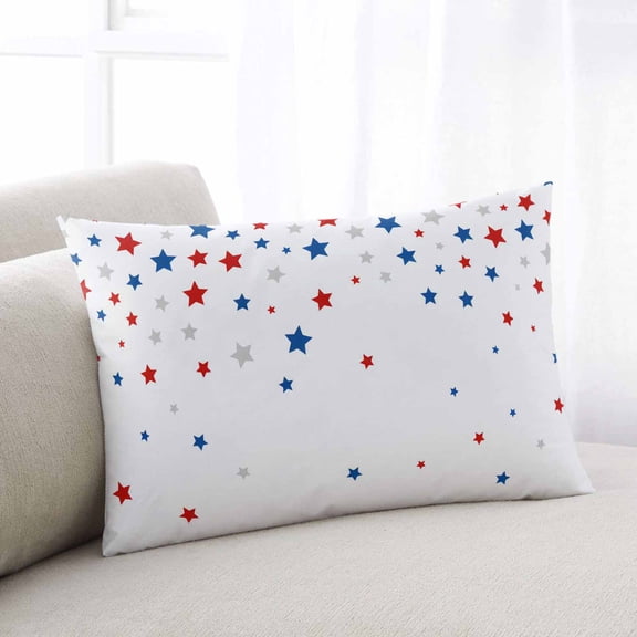4th of July Throw Pillow Covers, Independent Day Red Blue Stars Textured Soft Breathable Pillow Cases with Invisible Zipper for Sleeping, Small Pillowcases for Couch Bed Sofa Chair 16x24 Inches