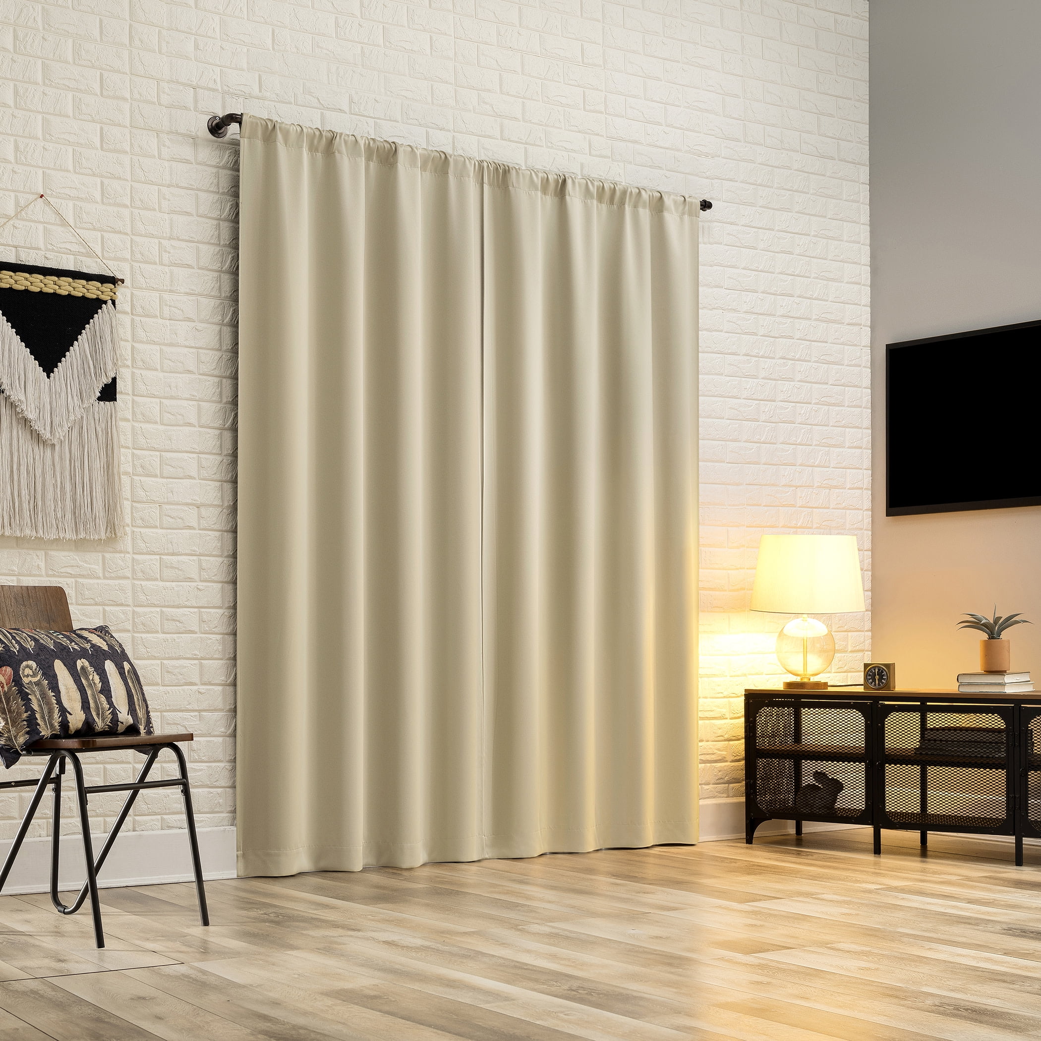 Sun Zero Bergen 1-Piece Theater Grade Extreme 100% Blackout Rod Pocket Curtain Panel, 40"X96", Cream