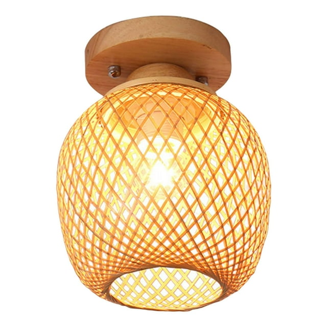 Bambú Montaje empotrado Luz de techo Lámpara Sombra Estilo rural Accesorio colgante para jinwen Pantalla de lámpara