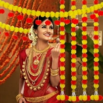 Artificial Marigold Garland for Decoration - 6PCS 5FT Marigold Flowers Bandarwal Toran Door Porch Wall Valance Indian Diwali Mandir Pooja Decor Mandap Wedding Party Backdrop Ornament