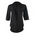 thumbnail image 2 of PENGXIANG Haut en Chiffon pour Femmes, Col en V, Manches Sept Points, Noir, 2 of 4