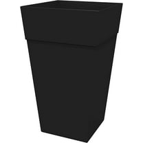 Bloem 25" Square Matte Black Plastic Tall Planter