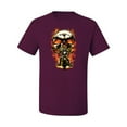 thumbnail image 2 of Flaming Motorycle Hell Fire Skull Biker | Mens Fashion Graphic T-Shirt, Maroon, 3XL, 2 of 4