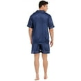 thumbnail image 4 of Keevoom Mens Silk Satin Pajamas Set Casual Short Sleeve Button Down Sleepwear Loungewear, 4 of 6
