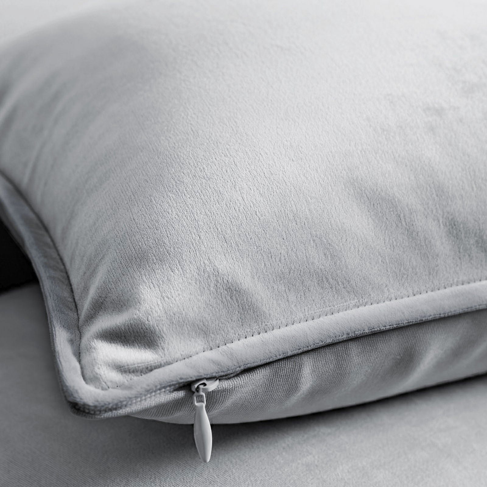 A1HC Set of 2 Luxurious Soft Velvet Throw Pillow Covers Only, 22"x22", Light Grey, Decorative Cushion Covers with Hidden YKK Zipper for Sofa or Bed