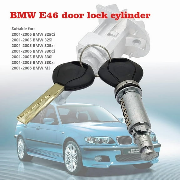 For 2001-2006 BMW E46 3 series door lock cylinder, With 2 keys 51217019975 51217019976