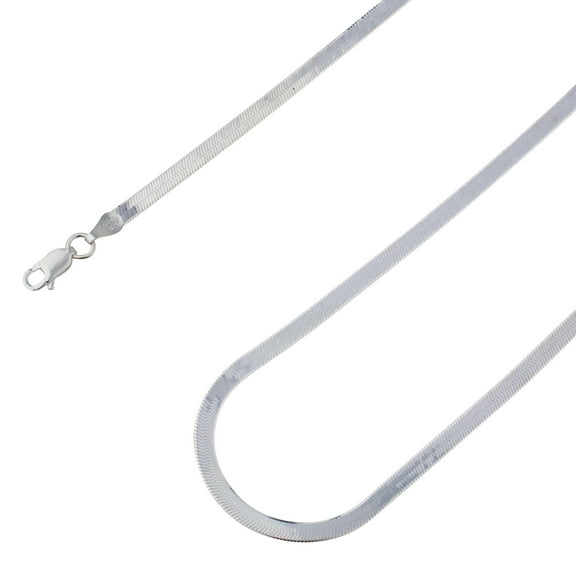 925 Sterling Silver, Solid Herringbone Silver Chain 7mm Necklace - Hypoallergenic and Tarnish Resistant - By Oliver & Navy