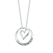 Little Luxuries Sterling Silver "A Mothers Love Has No End" Open Heart Circle Pendant Necklace, 18"