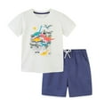 thumbnail image 2 of WOLLED 2PCS Toddler Baby Boys Short Sleeved T-Shirts and Cartoon Print Shorts Set Kids Summer Handsome Casual Shorts Outfit 2-8T, 2 of 10
