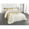 thumbnail image 2 of Ambesonne Victorian Quilted Coverlet 3 Pcs, Medieval Baroque Art, King Size, Pale Brown Cream, 2 of 4