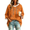 thumbnail image 4 of FGVCTG Halloween Sweatshirts for Women Drawstring 3/4 Sleeve Halloween Hoodie Ghost Graphic Spooky Oversized Pullover Hoodies Ginger L, 4 of 5