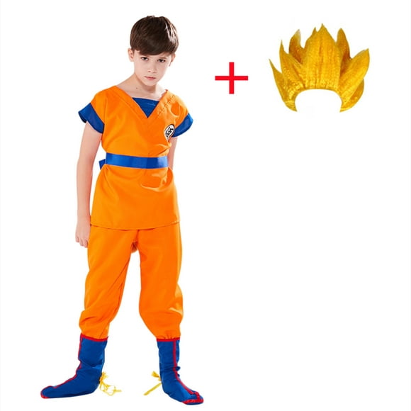 Kids Dragon Ball Goku Costume Super Saiyan Costume with Wig Halloween Costume for Kids