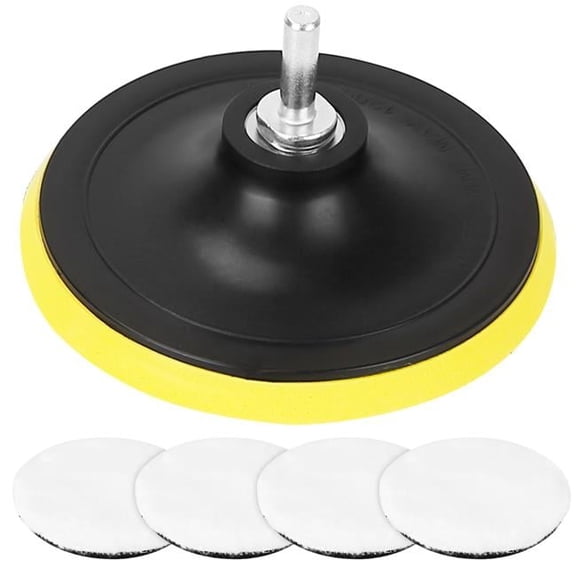 6 in. Buffing Polishing Pads Car Plush Waxing Wheels Mop Set with M14 Drill Screw for Car Polisher Drill Adapter, Black - 5 Piece - Unisex