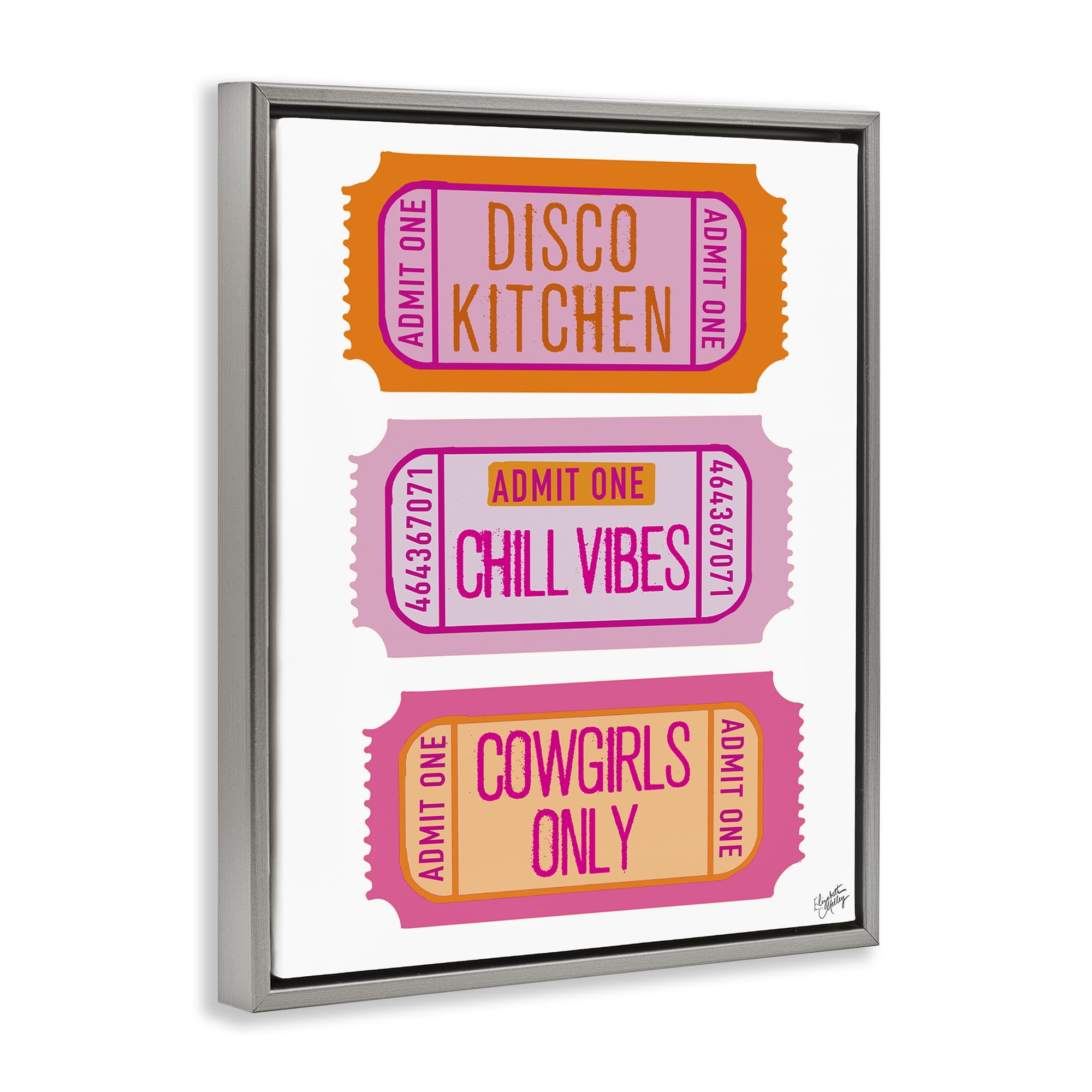 Stupell Industries Disco Kitchen Phrase Tickets Text & Numbers Painting Gray Floater Framed Canvas Art Print Wall Art, 17 x 21