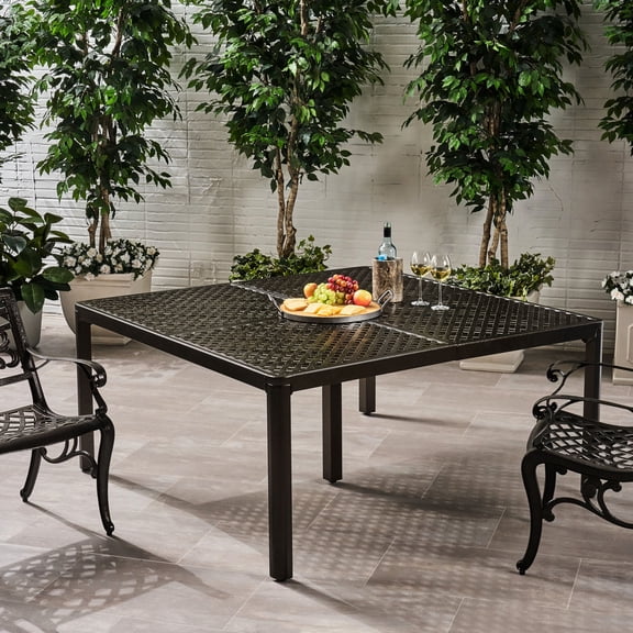 Square Aluminum Dining, Woven Accent Details - Outdoor Holiday Meals