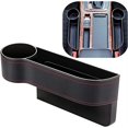 thumbnail image 1 of Organizador de espacio para asiento de coche entre el asiento delantero y la caja de almacenamiento, consola de piel sintética de primera calidad con portavasos, bolsillo para el interior del coche para artículos esenciales (para el lado del conductor) Master ER, 1 of 5