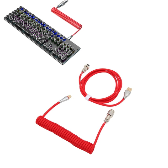Custom Coiled Keyboard Cable, Fast Charging, Wide Compatible, Type C Plug, Double Sleeve, Scope Of Application For USB C To USB A Keyboard