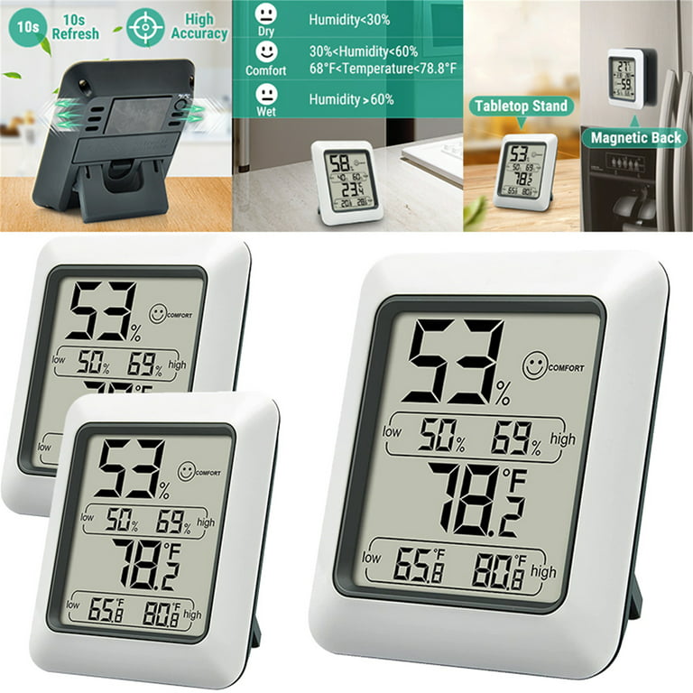 Elbourn Outdoor Wireless Humidity Meter Thermometer 2 in 1, Hygrometer with  Temperature and Humidity Monitor 2-Pack 