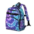 thumbnail image 2 of Purple Blue Tie Dye Pattern Backpack for School,Cute School Bag,Schoolbag with Adjustable Shoulder Straps & Padded Back,15.25"x11.5"x5.25", 2 of 5