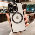 thumbnail image 5 of Compatible with iPhone 14 Pro Magnetic Case, Luxury Plating Clear Phone Case, Compatible with MagSafe for Women Girls with Camera Protector Soft TPU Shockproof Back Cover - Black, 5 of 10