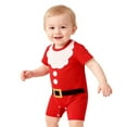 thumbnail image 3 of Baby Girl Santa Outfit Short Sleeve Santa Bodysuit Holiday Outfit Christmas Outfit Baby Boy 12-18 Months, 3 of 6