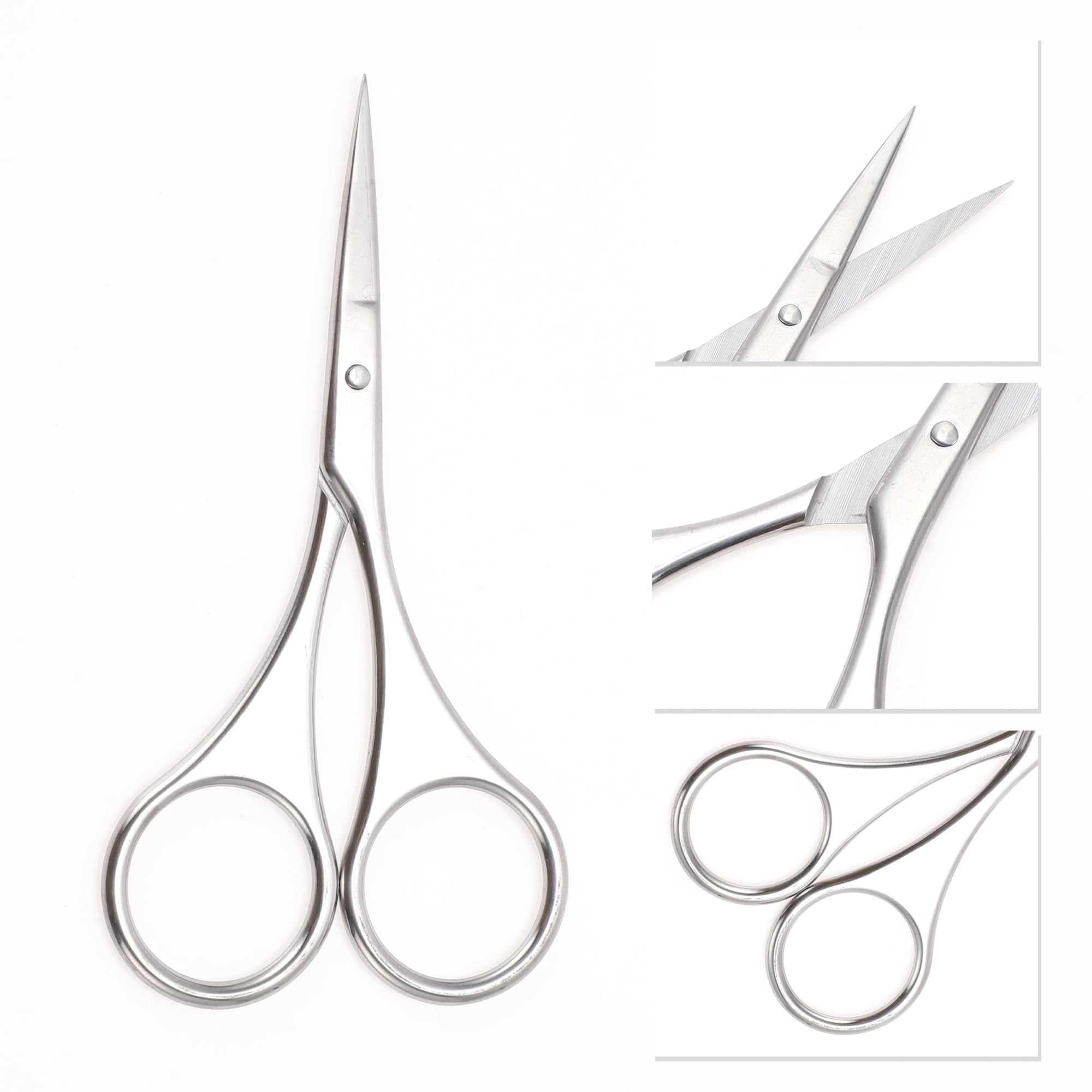 Unique Bargains Eyebrow Trimmer Scissors Silver Tone 1 Pc