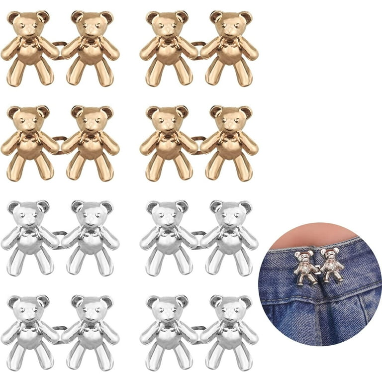 6 Pairs Bear Buttons for Jean Clips to Tighten Waist Pant Size Adjuster  Buttons for Jeans to Make Smaller Cute Bear Waist Pant Adjustable Button  Fit