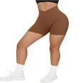 thumbnail image 3 of Womens Casual Seamless Sport Shorts Solid Color High Waist Stretch Yoga Short Pants, 3 of 6
