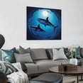 thumbnail image 3 of JRXY Canvas Wall Art Peaceful Floating Swimming Sharks Under The Blue Ocean Sea Picture Modern Artwork Printed on Canvas -  Wall Decor - Stretched and Framed Ready to Hang 16x16 inch 16x16 in, 3 of 4