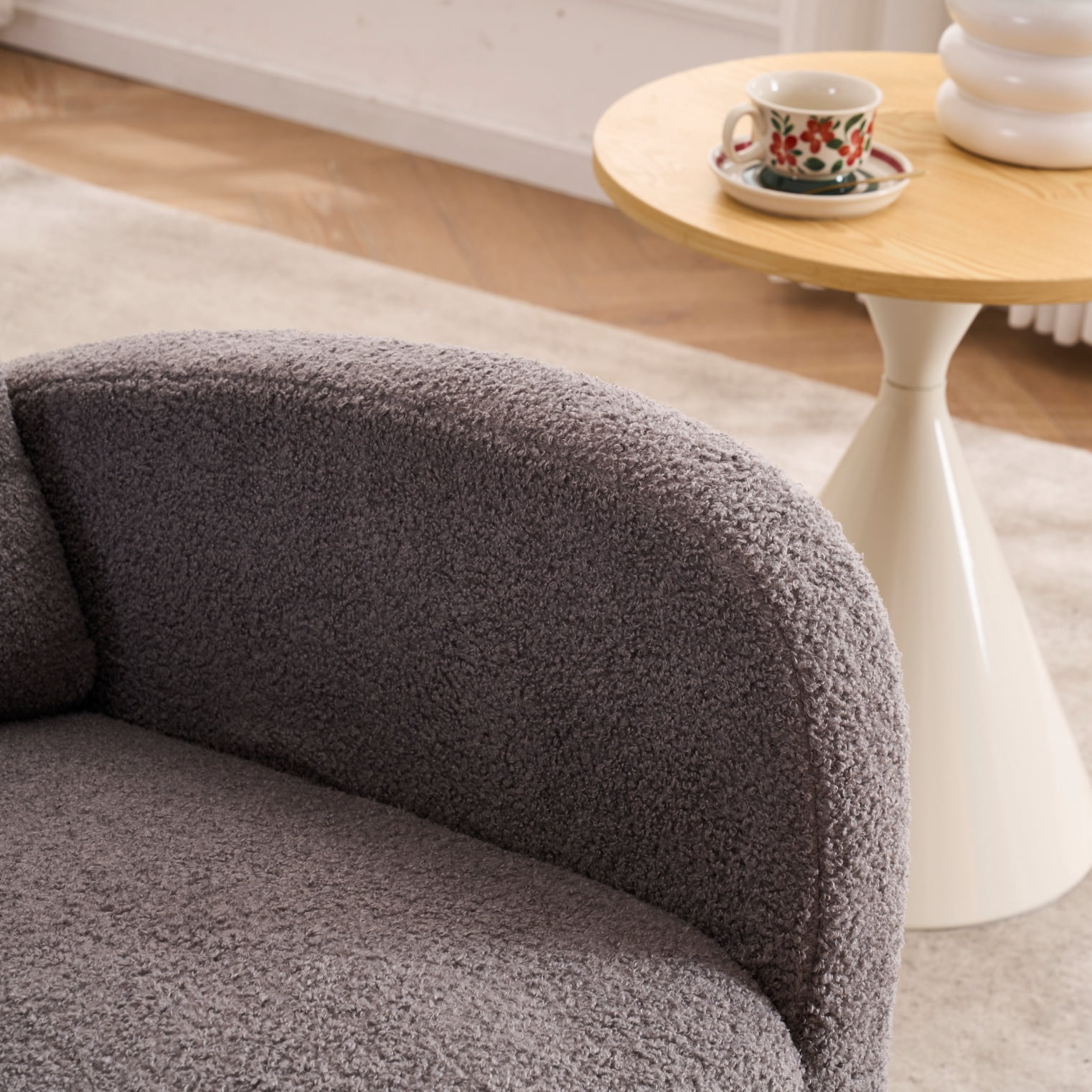Rocking Chair with Footrest, Dark Gray Accent Chair High Back Rocker with Storage Pocket, Rubber Wood Rocking Chair for Living Room Nursery Bedroom