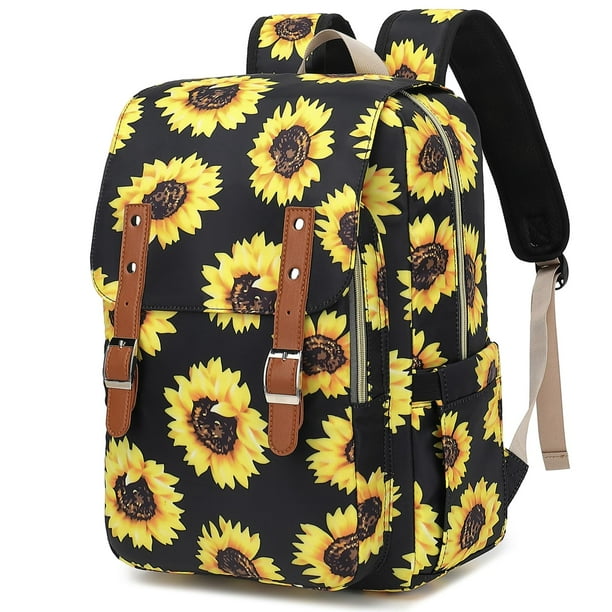 Mochila Kouxunt Sunflower para portátil de 15.6 pulgadas para mujeres y niñas