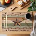 thumbnail image 2 of Placemats Set of 8, Western Texas Star Retro Woven Placemat, Linen Place Mats for Kitchen/Dining Tables, Vintage Farmhouse Green Brown Wooden Washable Table Mats for Party, 2 of 8