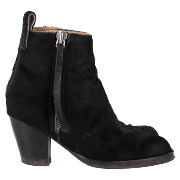 Pre-Owned Acne Studios Zipped Ankle Boots in Black Pony Hair