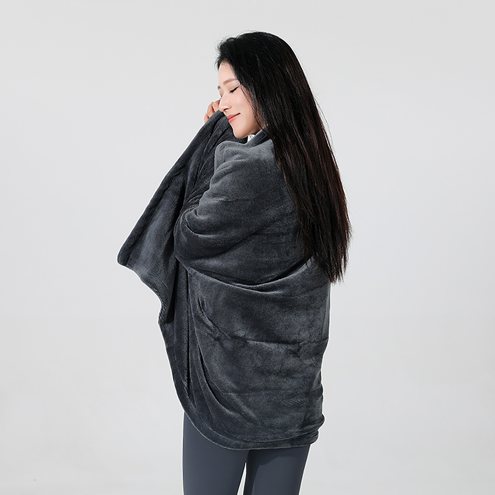 Wearable Heated Blanket Electric Throw Blanket Heated Shawl For Women Men Zip Up Heating Jacket Home Heated Body Warmer USB Coats Heated Scarf (86CM)