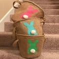 thumbnail image 3 of Pascua linda huevo canasta caza con mango bolso chocolates organizador cubo jute bolso bolsa fiesta decoración niños adultos azul Methold HA012606-03, 3 of 7