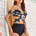 thumbnail image 5 of Guiexla Off Shoulder Spaghetti Strap Sexy Bikini Set Flower Print Women Ruffle Bra High Waist Bottoms Swimwear for Vacation, 5 of 8