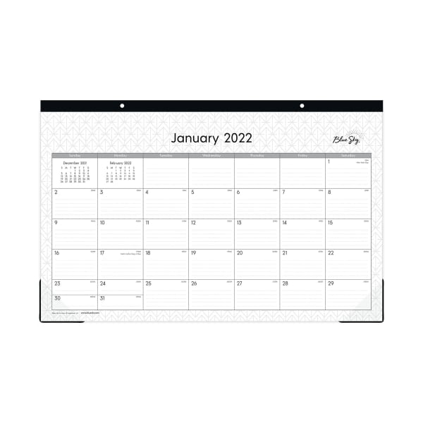 111293-22 Two-Hole Punched Ruled Blocks Enterprise Trim Tape Binding 17 x 11 Blue Sky 2022 Monthly Desk Pad Calendar 