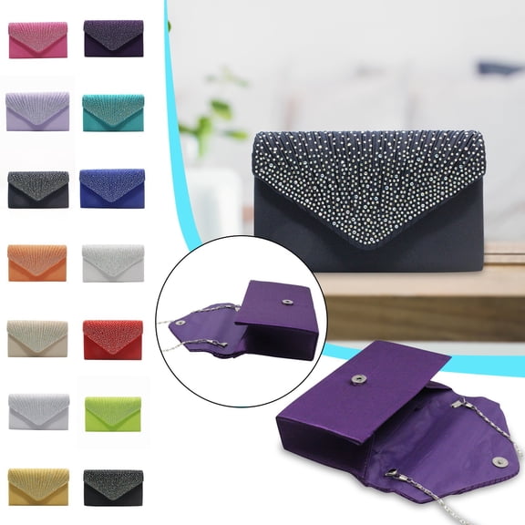 JoveMarine Women's Elegant Silk Satin Rhinestone Clutch Bag Convertible Shoulder Bag for Evening and Prom Fashion Handbag for Parties and Formal Events Black