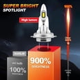 thumbnail image 6 of 2 pieces LED Headlight Bulbs 6000K Compatible with H7, H4, H11, H8, H9, 9005 HB3, 9006 HB4, Suitable for Various Car Brands Like for TOYOTA, for Honda, Chevy, And for DODGE, 6 of 9