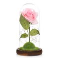 thumbnail image 1 of Labymos Artificial Rose Flower with LED Lights Glass Dome on Wood Base Forever Artificial Forever, 1 of 8