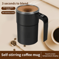 thumbnail image 4 of Electric Magnetic Self Stirring Mug with Lid Automatic Stirring Cup with Digital Display Self-Mixing Mug for Coffee Tea,1 * Electric stirring cup 1 * USB charging cable,Black, 4 of 6