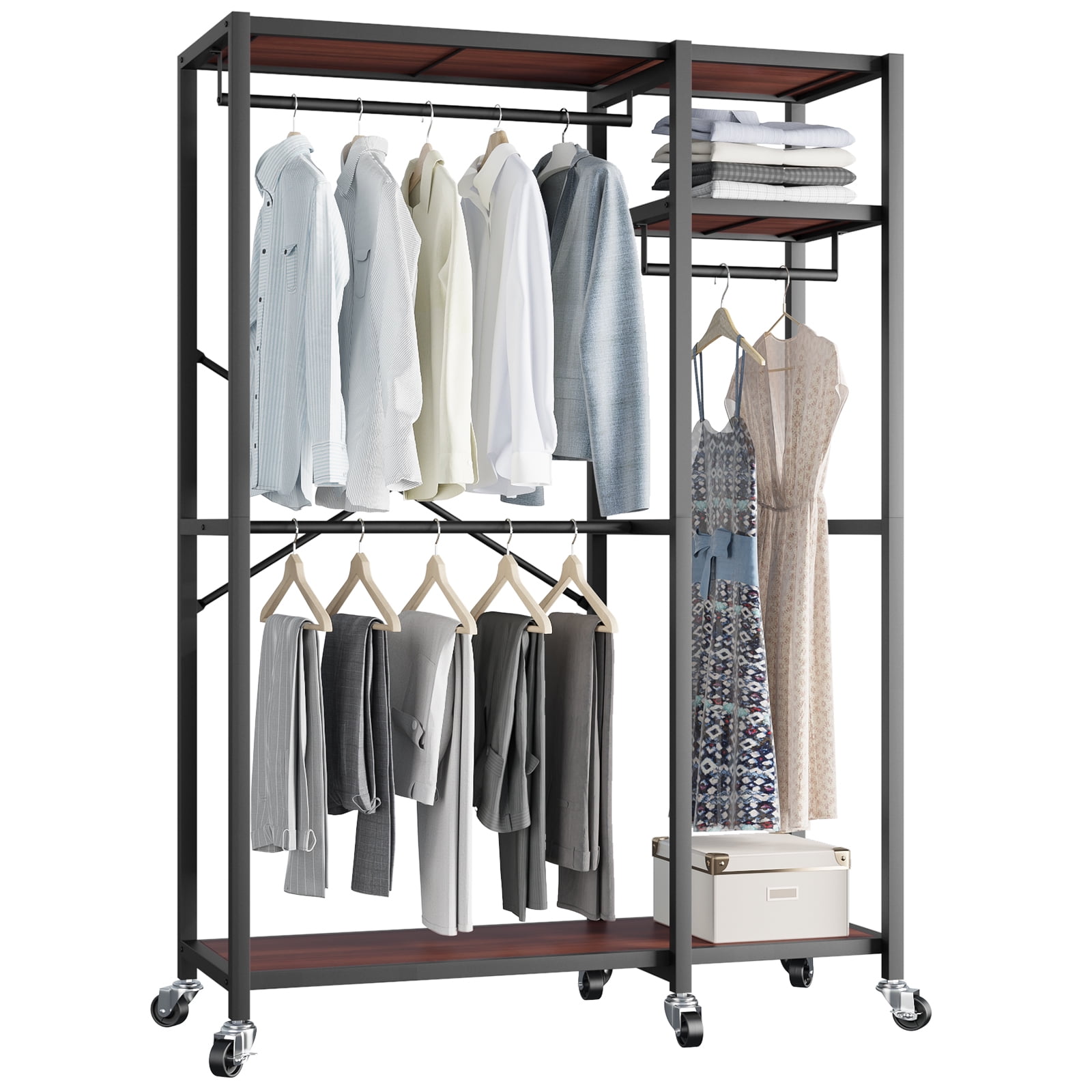 Timate P2 Rolling Garment Rack Heavy Duty Metal Clothes Rack, 350lbs